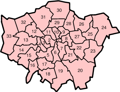 LondonNumbered stadteile